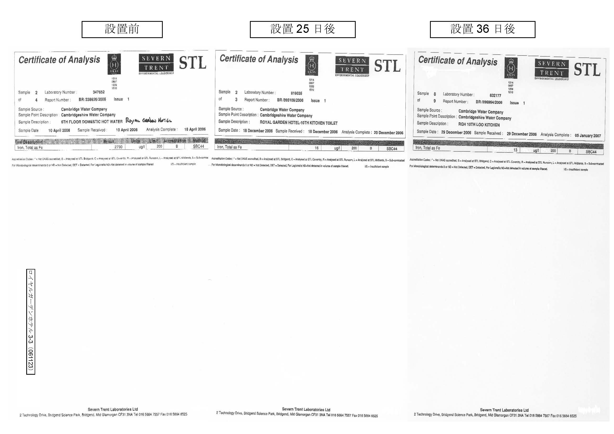 ロイヤルガーデンホテル_水質分析証明書